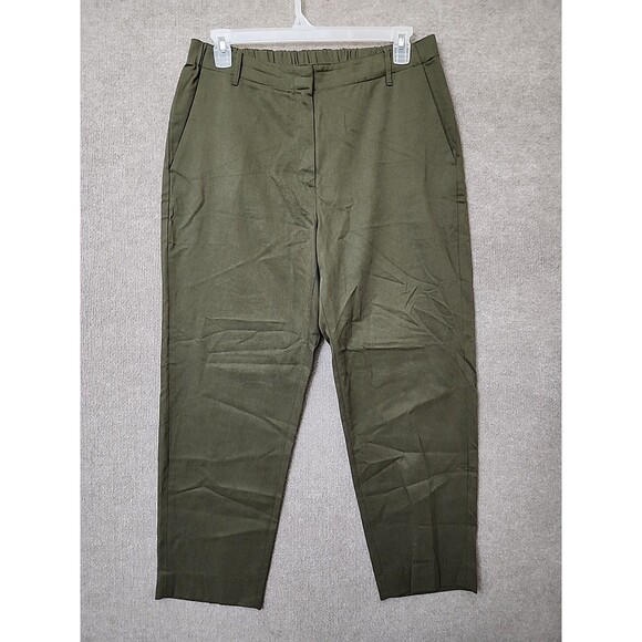 Banana Republic All Day Pant Womens L Tall Olive Green Elastic Waist Tencel - Picture 3 of 10